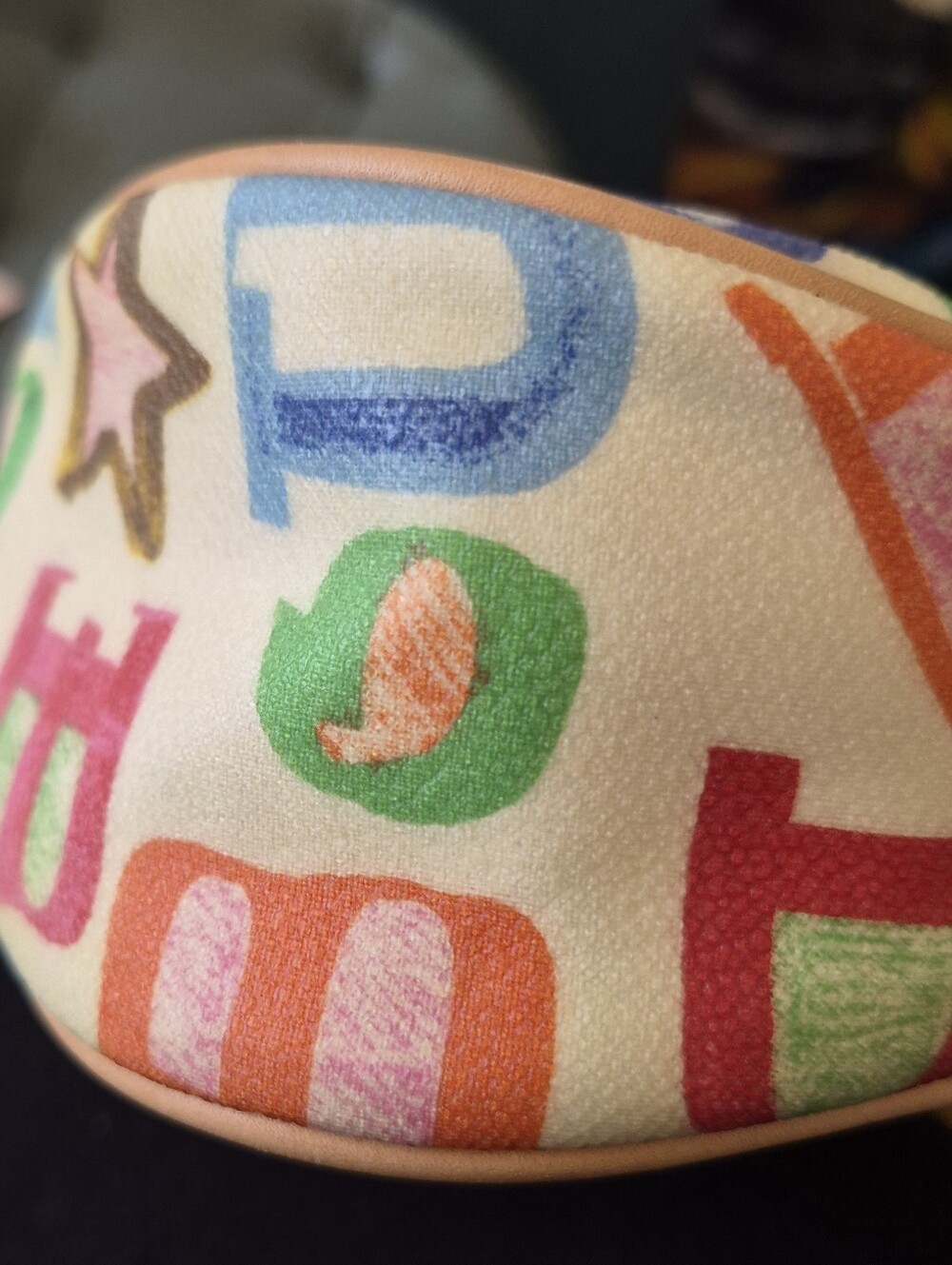 Dooney & Bourke Multicolor Letter-Print Crossbody with Tan Trim And Rainbow Zip - Picture 14 of 16